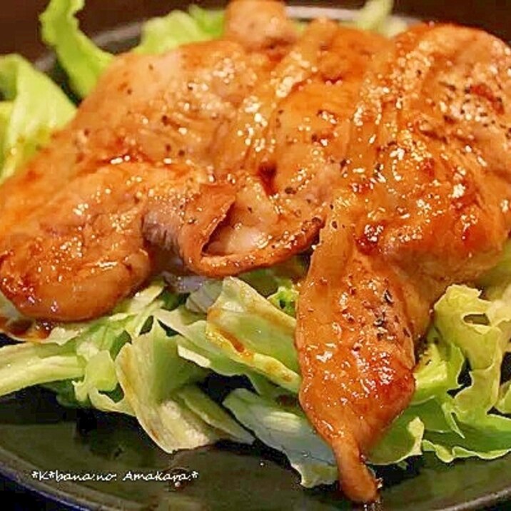 レタスと豚肉の甘辛炒め